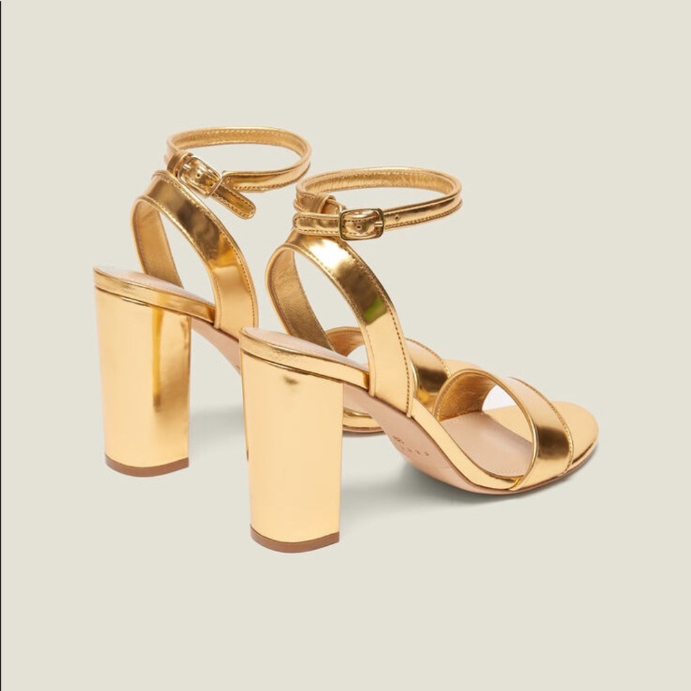 Sandro Adrianne heeled sandals in gold leather - Picture 2 of 8